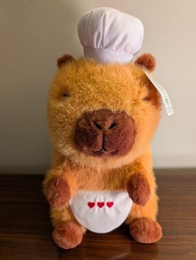 Plush Chef Capybara with Heart Apron